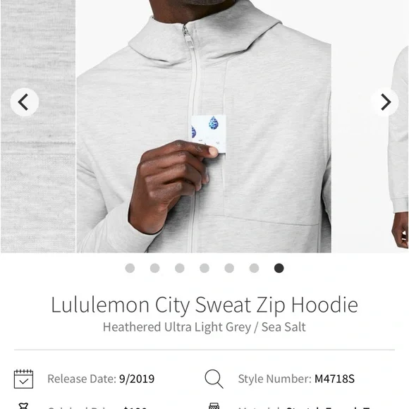 Lululemon City Sweat Zip HoodieHeathered Ultra Light Grey / Sea Salt